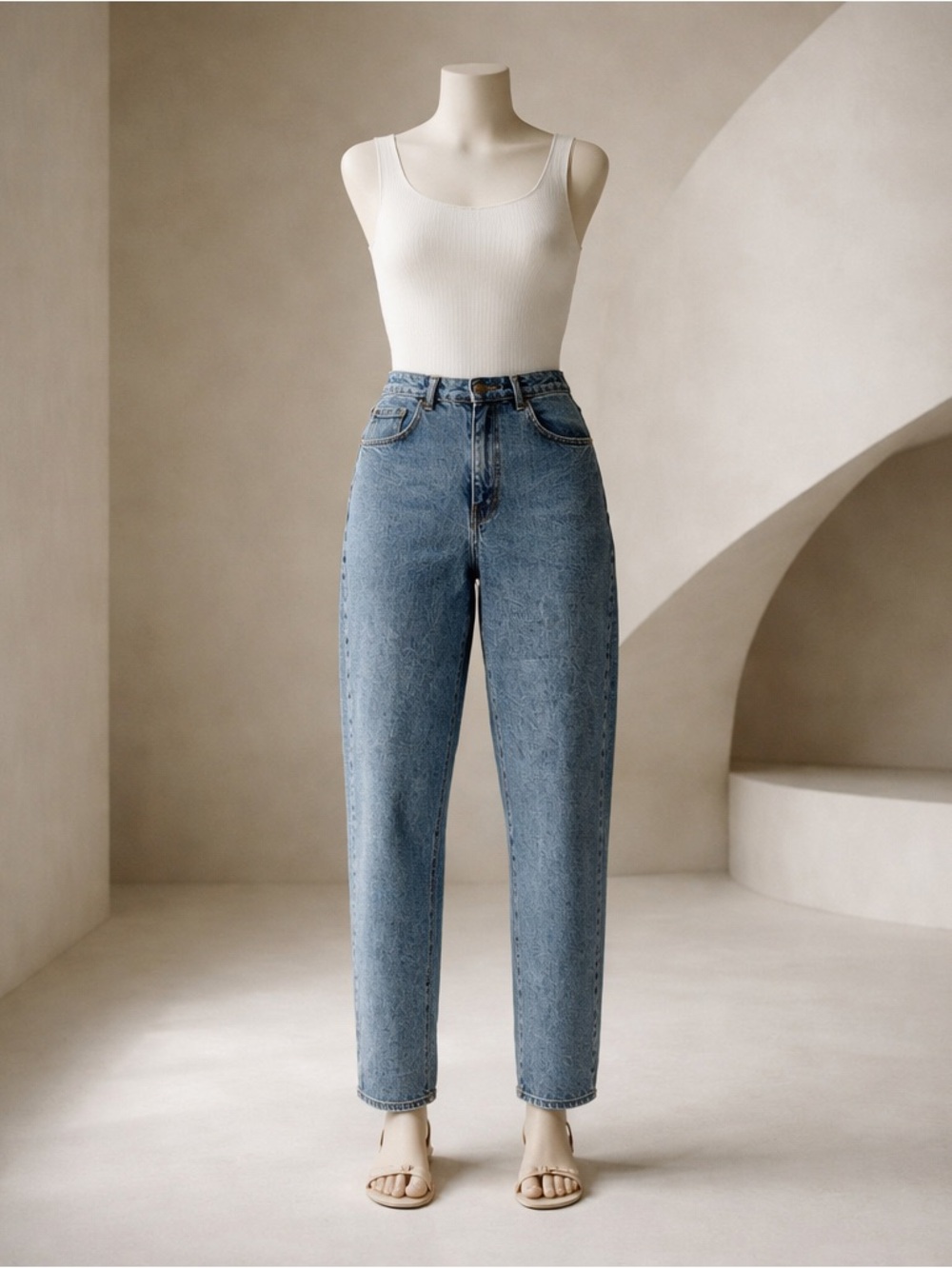 Vintage 70’s CHIC High Waisted Acid Wash Blue Mom Jeans / Sz 36 Made in USA NWOT
